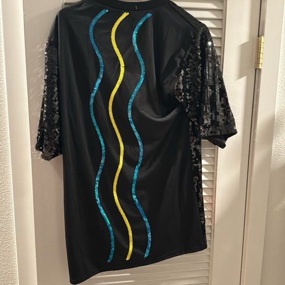 Rave on Fire Halloween Sequin T-shirt - Picture 2 of 2